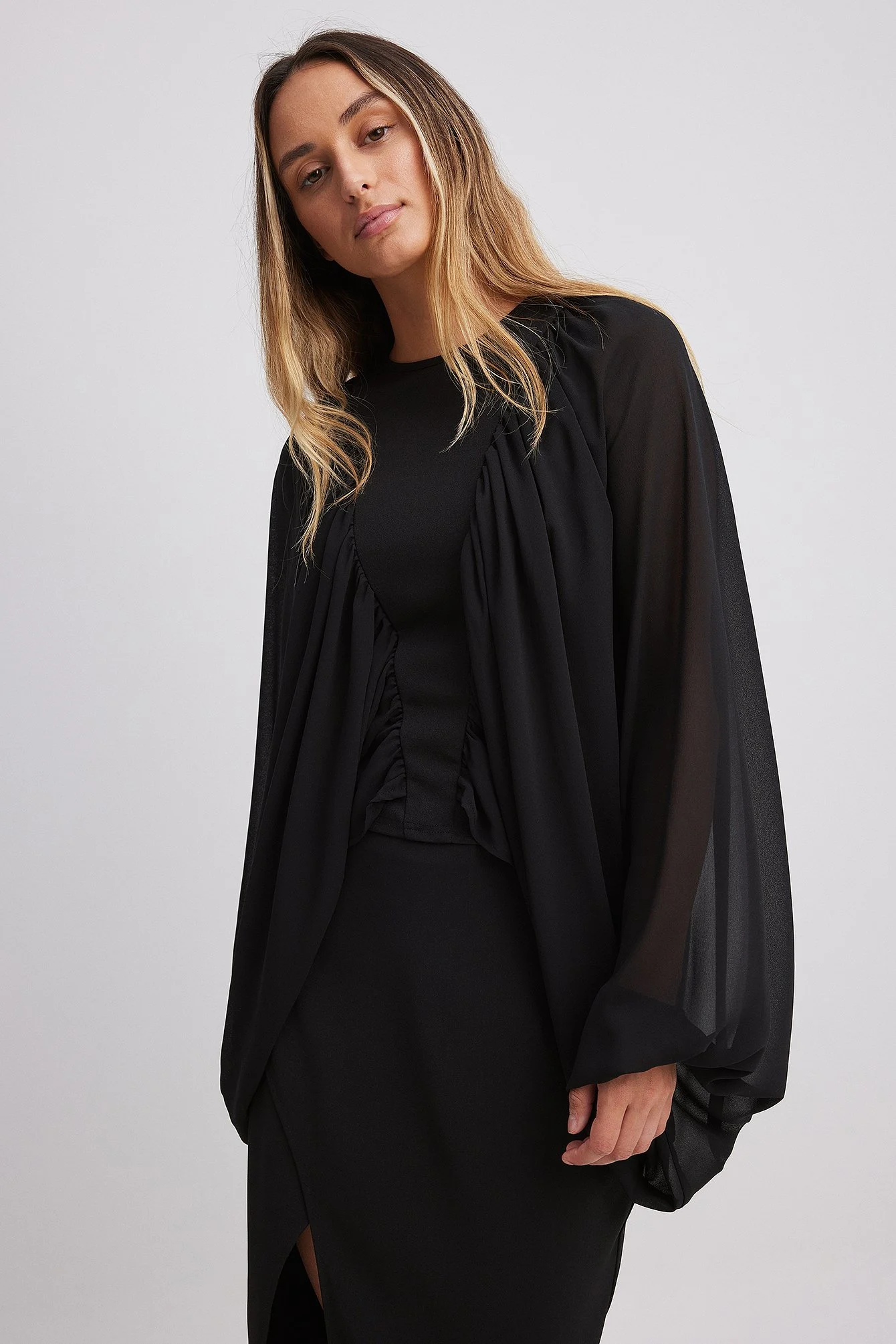 Ballonärmel Chiffonbluse