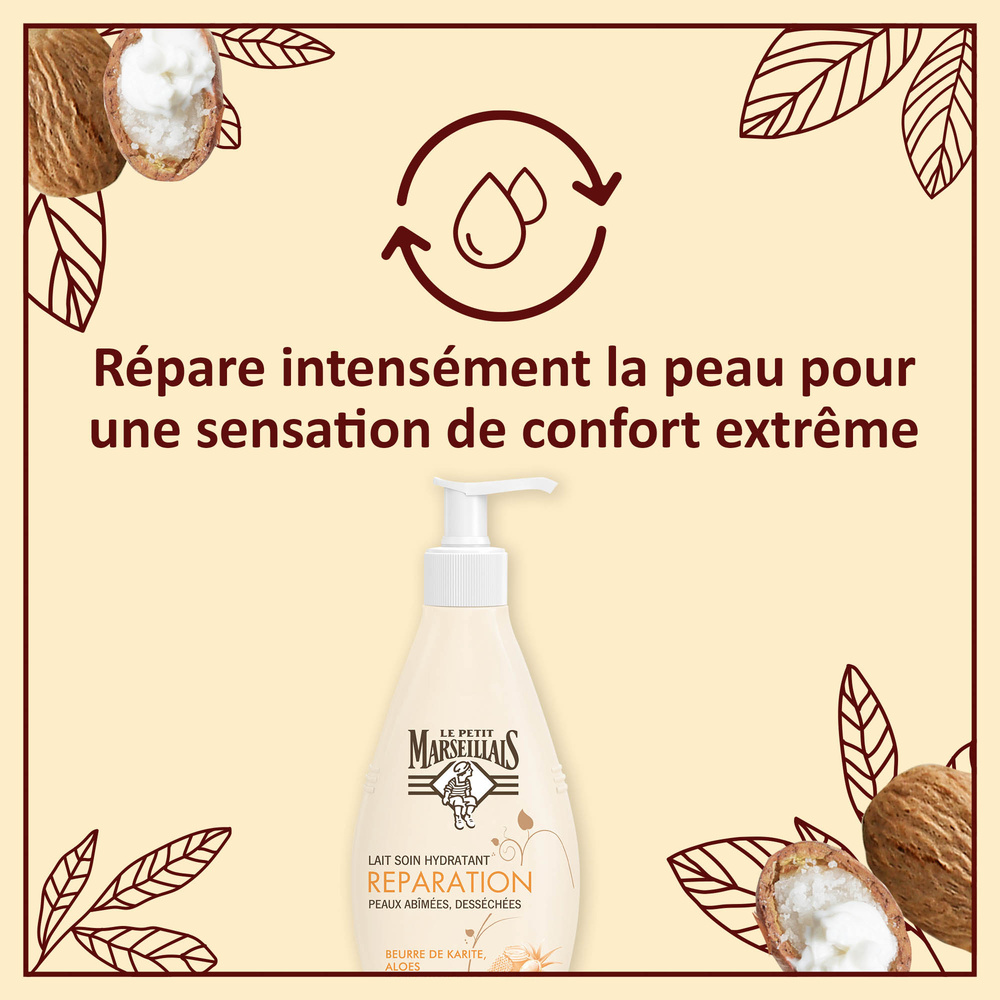 le petit marseillais Lait Corps Hydratant, Beurre de Karité,Aloes et Cire d'Abeille, 250ml Lait corps