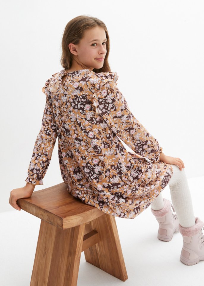 Mädchen Jerseykleid mit Volants