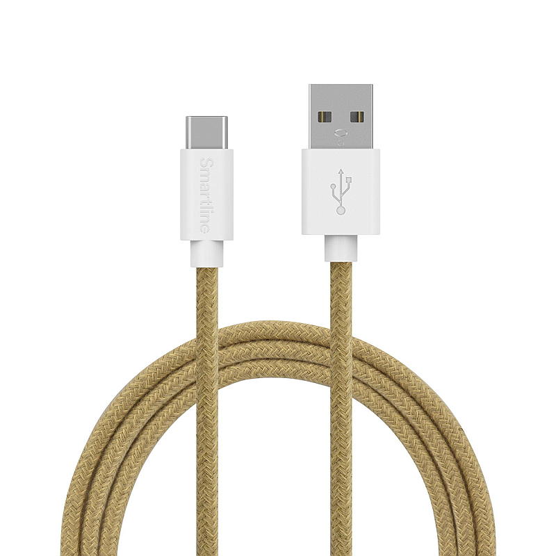 Smartline Ladekabel 2 m USB-A til USB-C sand Fuzzy