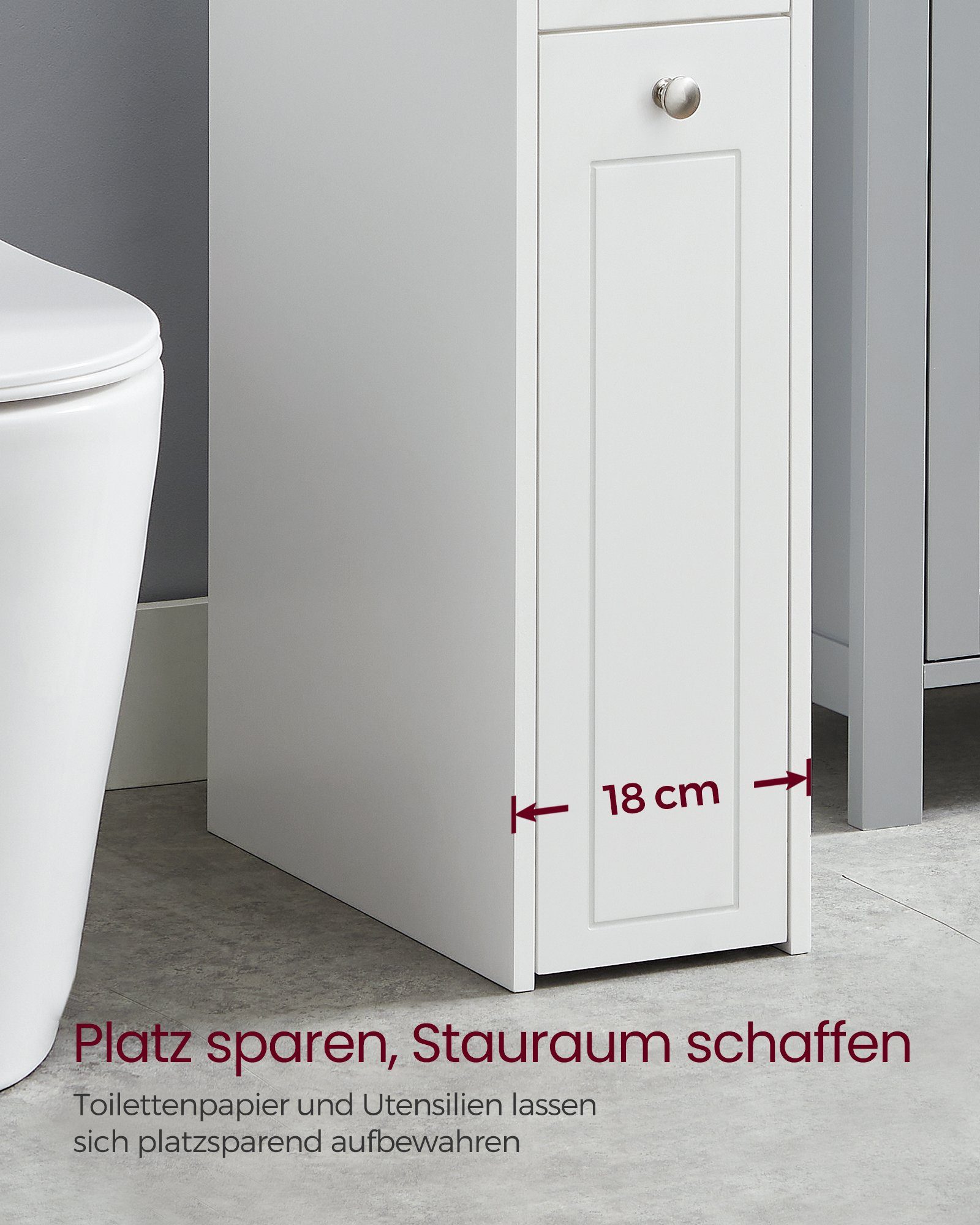 VASAGLE Badkommode Badezimmerschrank, Toilettenschrank mit Schubladen