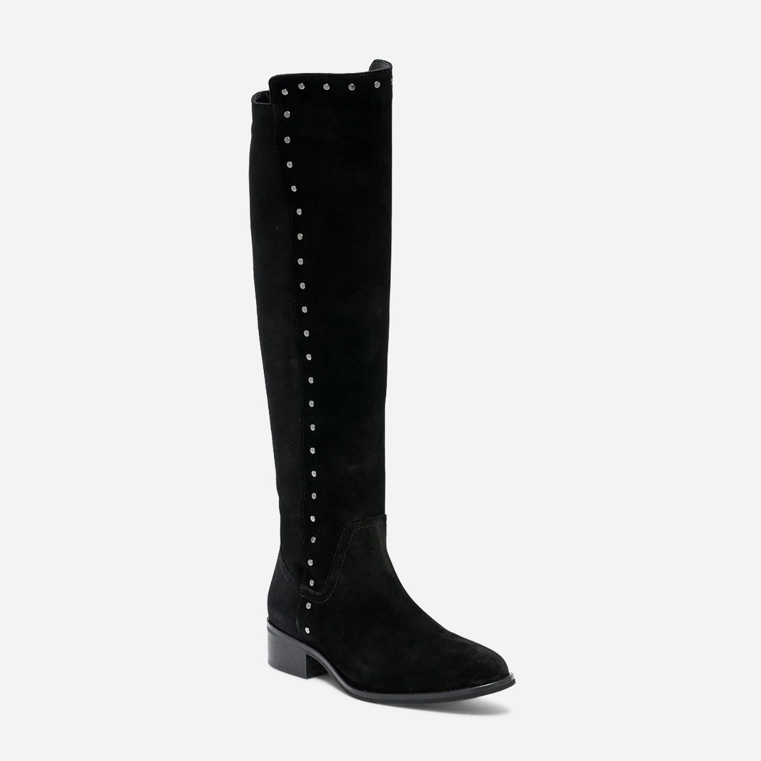 Cuissarde TEXTO noire en cuir velours clouté