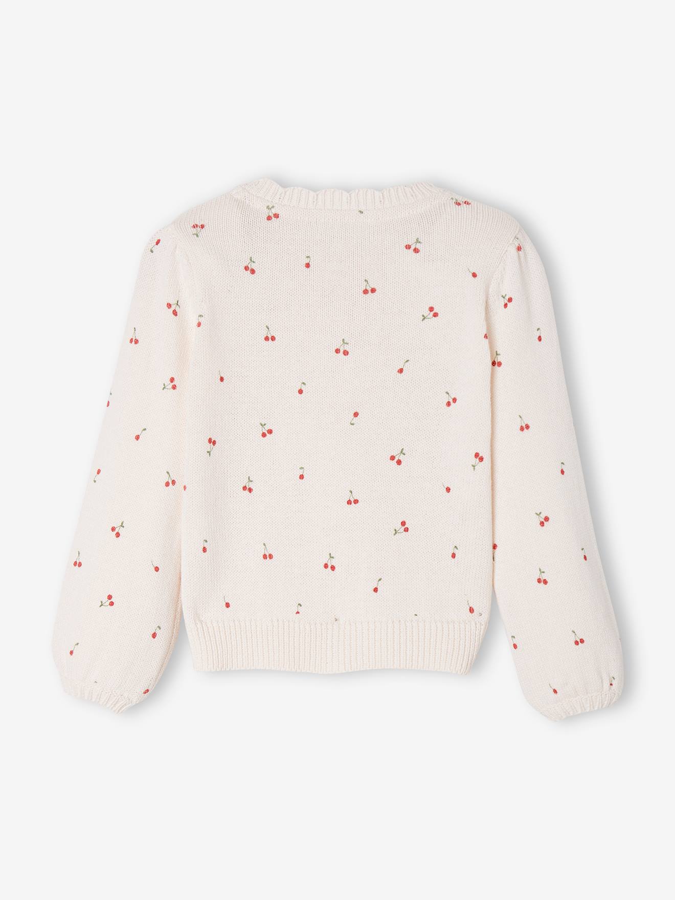 Gilet imprimé fille finition festonnée blanc imprimé
