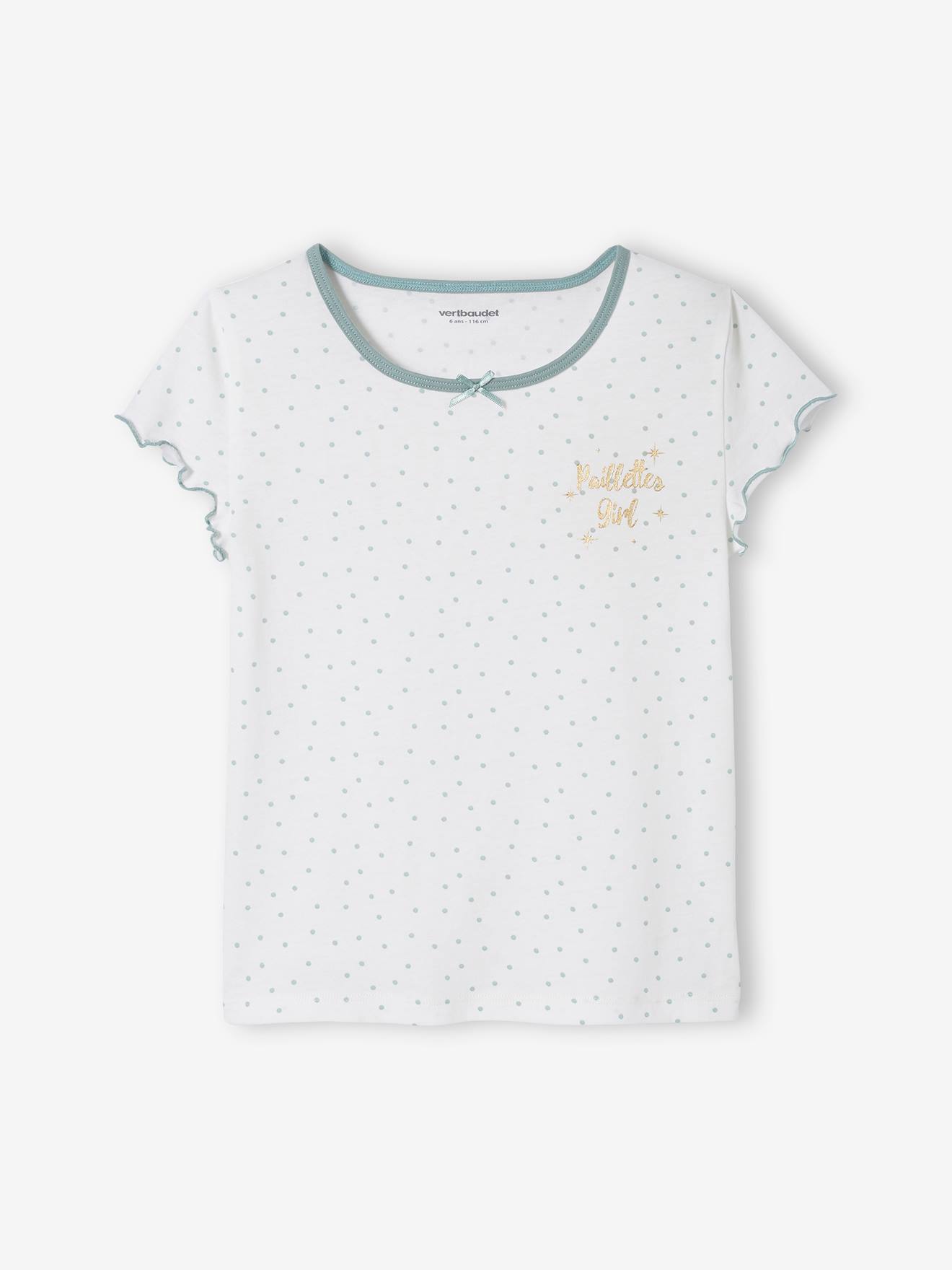 Lot de 2 T-shirts manches courtes volantées fille lot ivoire