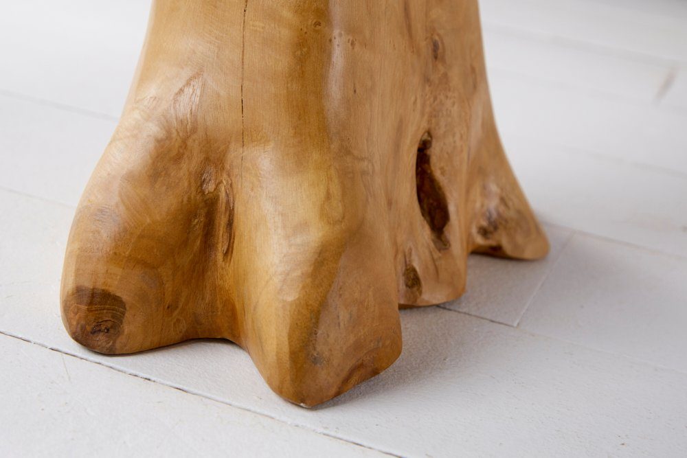 riess-ambiente Beistelltisch ROOT 53cm natur, Nachttisch · Massivholz · Hocker · mit Jahresringen · Teakholz