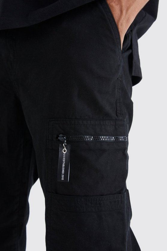 Cargo-Hose mit geradem Bein und Pullover mit Logo-Reißverschluss