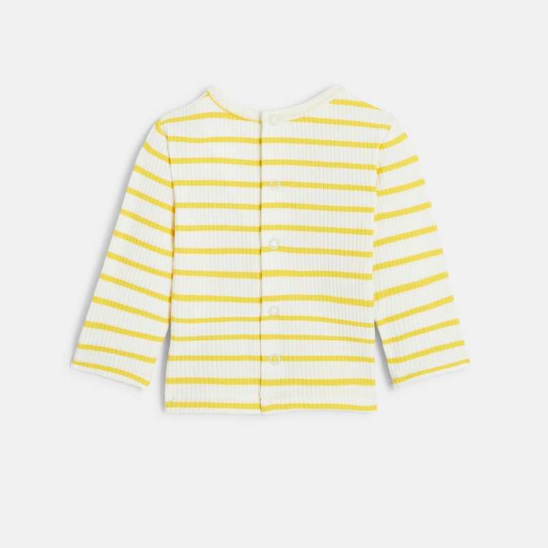 T-shirt bébé rayé jaune/écru Catimini