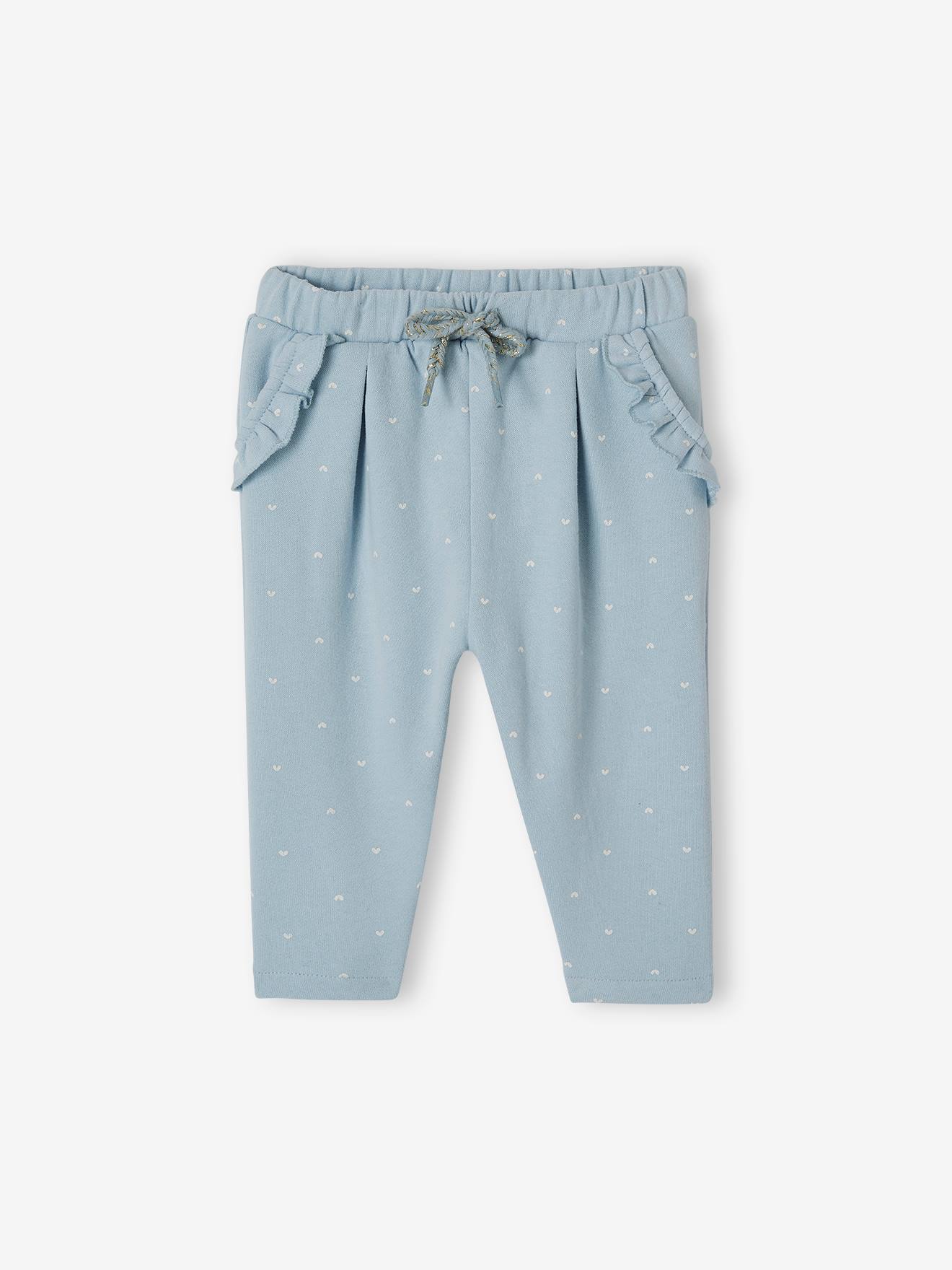 Pantalon molleton bébé fille bleu grisé