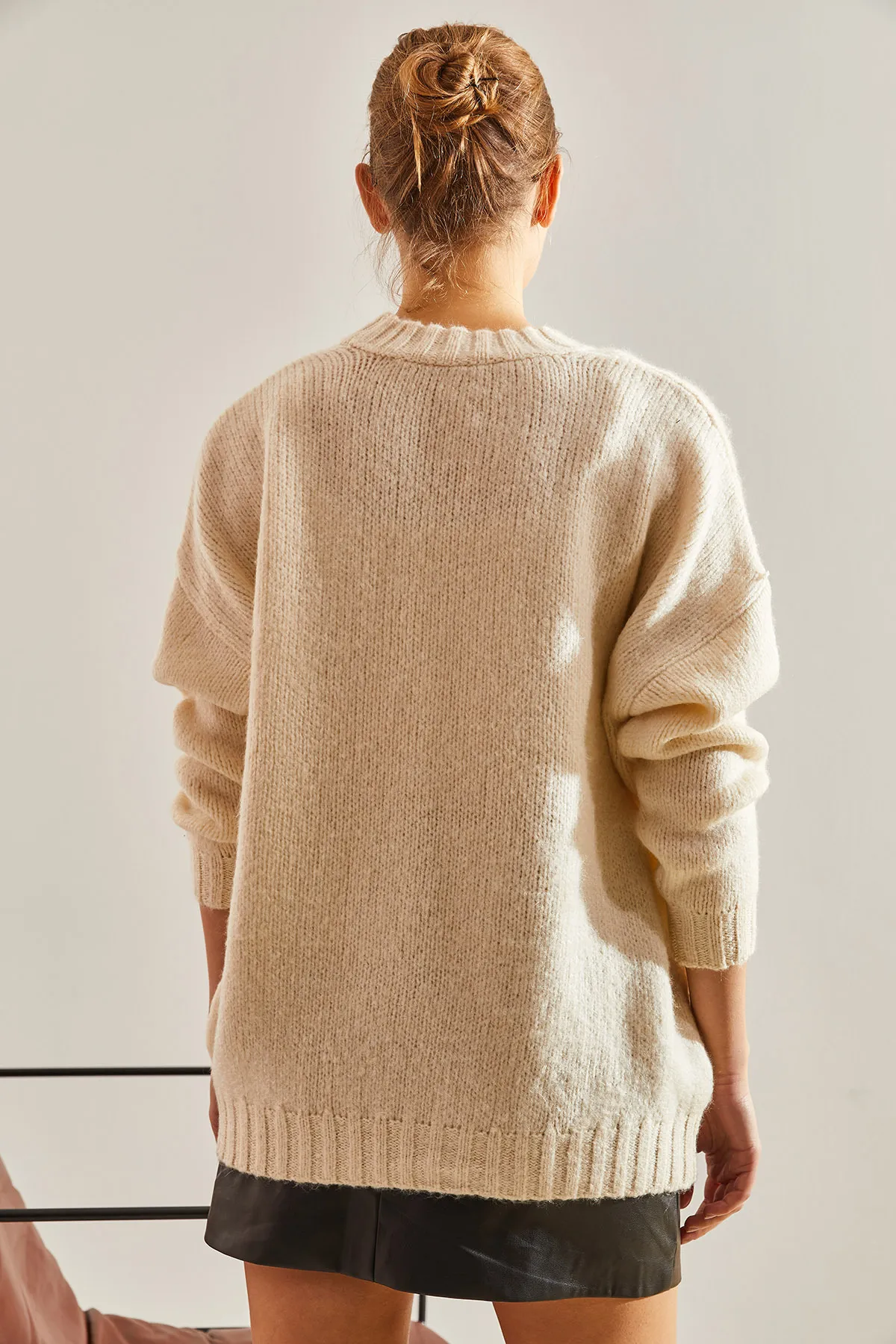 Bianco Lucci  Gemusterter Strickpullover für Damen mit großen Taschen