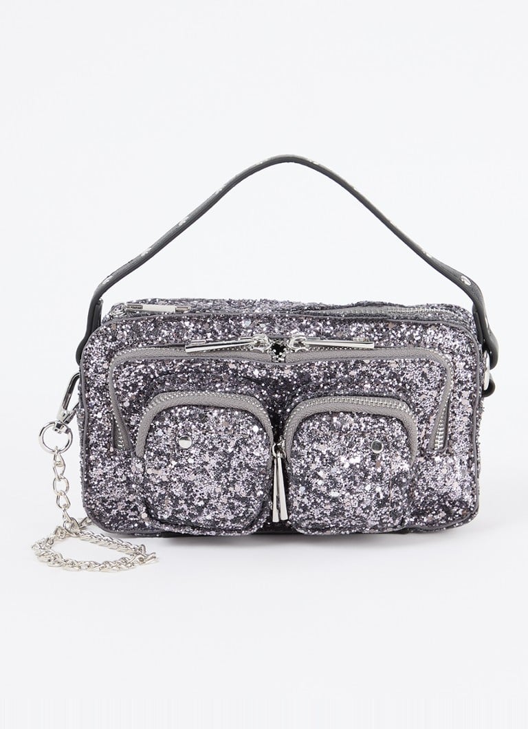 Bolsa Helena da Núnoo com glitter e alça de ombro removível.
