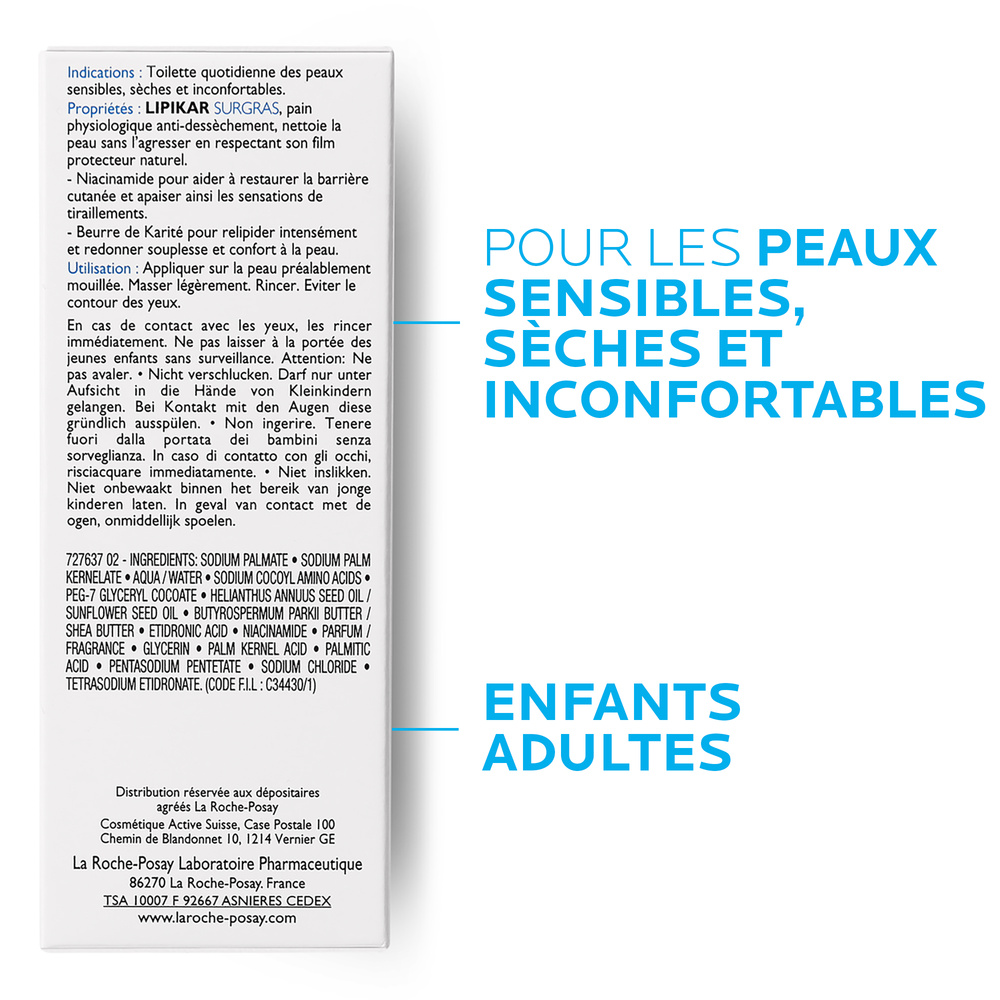 La Roche-Posay Lipikar Surgras Pain Savon