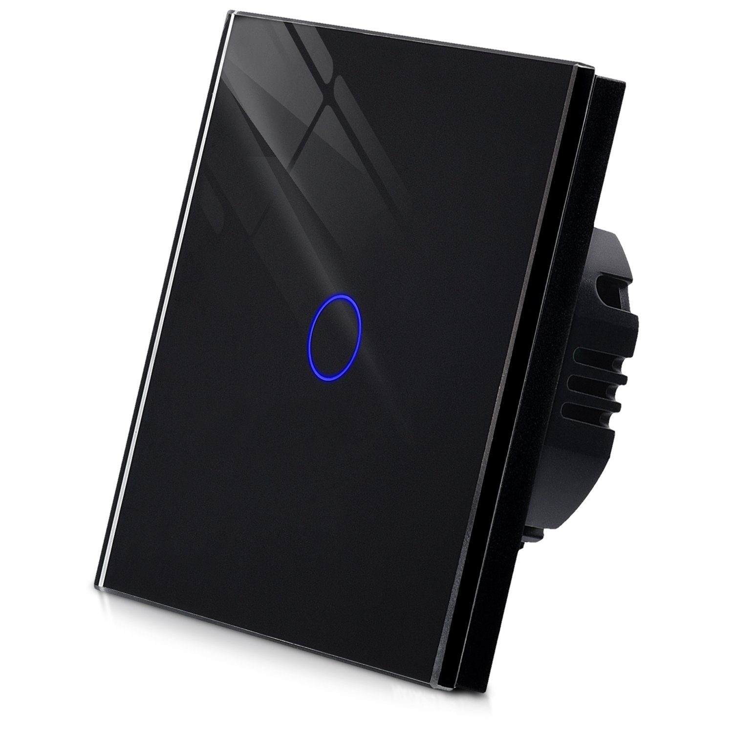 Navaris Lichtschalter Touch Wandschalter mit Montagematerial, Glas Panel, Status-LED