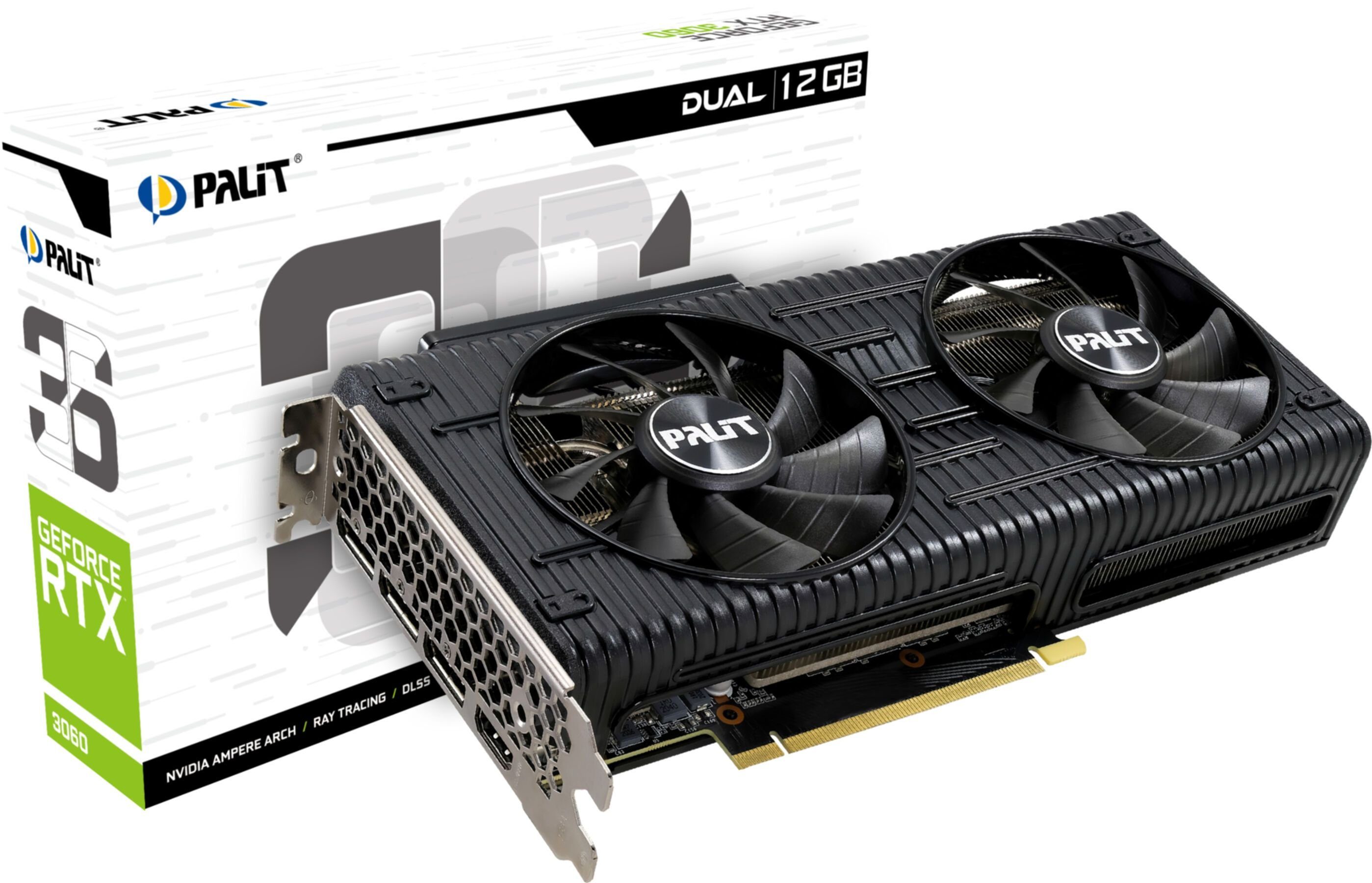 Palit GeForce RTX 3060 NE63060019K9-190AD Grafikkarte (12 GB, GDDR6, 12GB Speicher, NVIDIA GSync, NVIDIA MFAA Technology, Real Time Ray Tra)