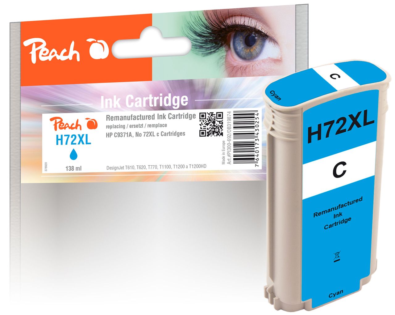 Peach Tintenpatrone cyan ersetzt HP No. 72XL C