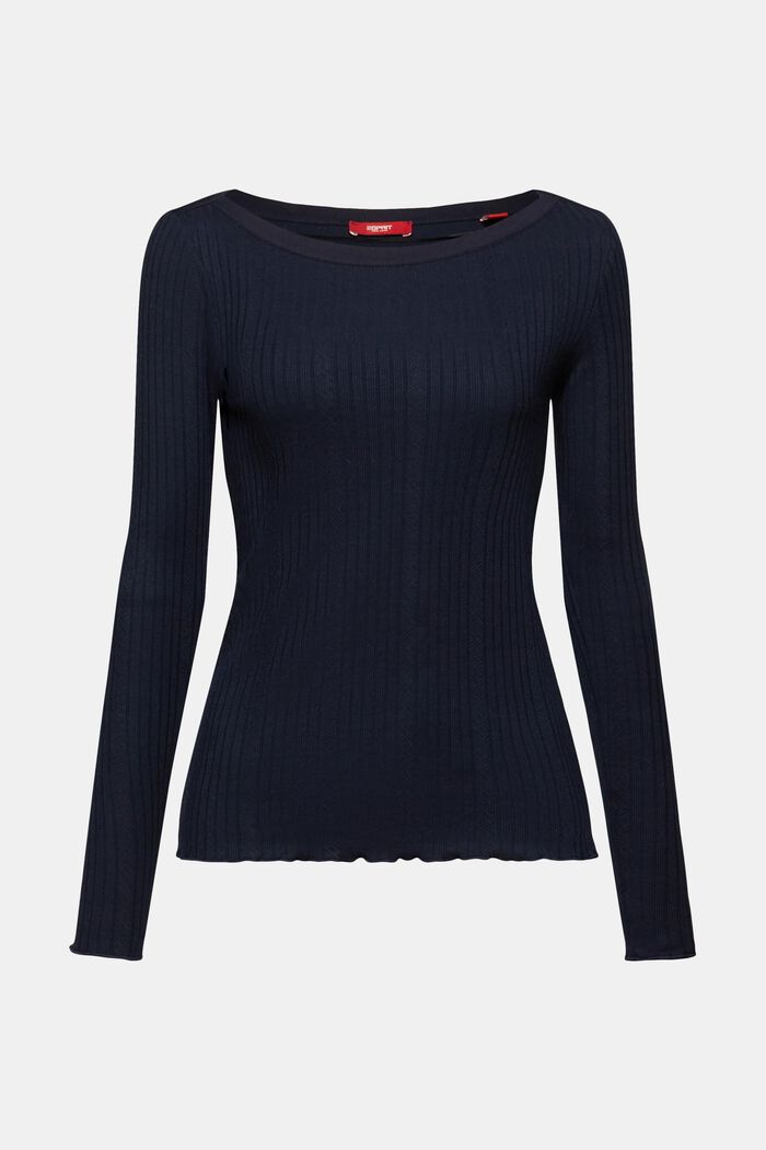 Pointelle-Longsleeve aus Rippstrickjersey