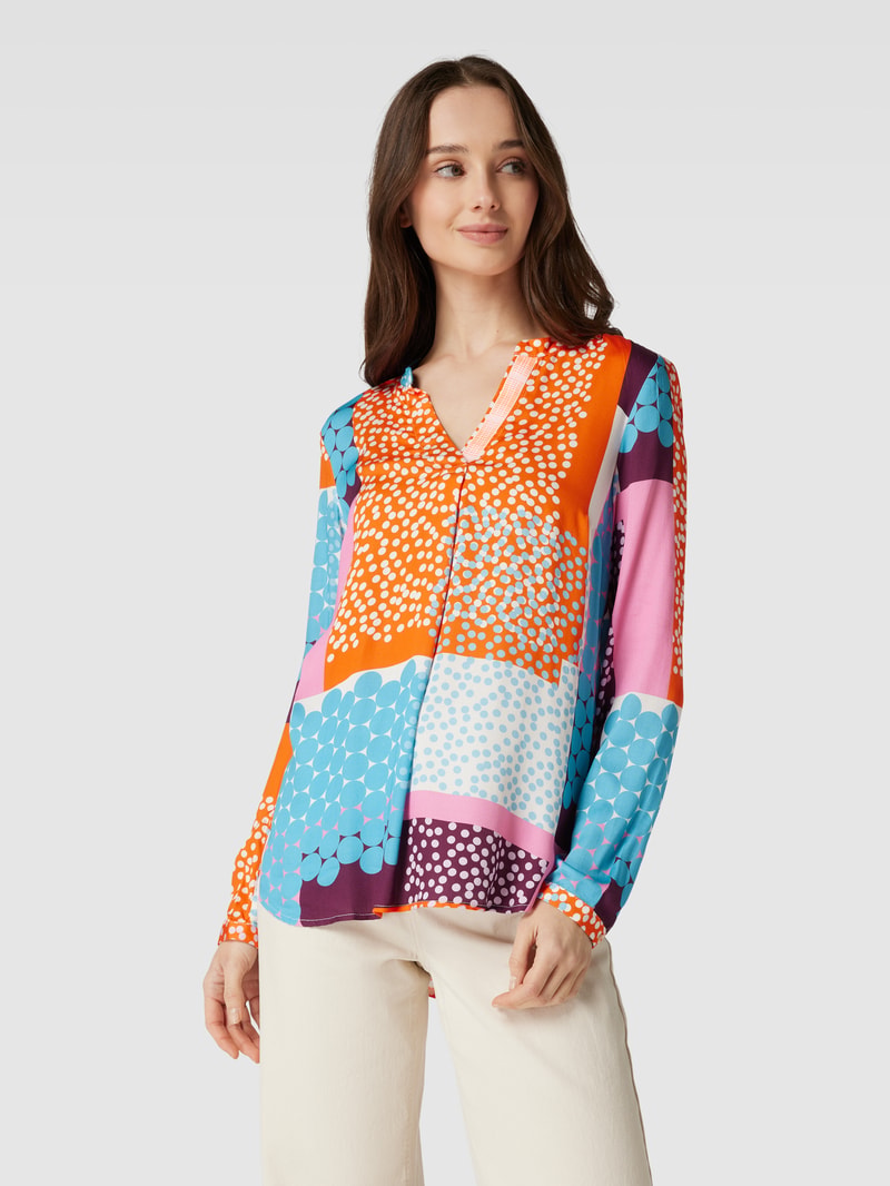 Blusenshirt mit Allover-Print in orange