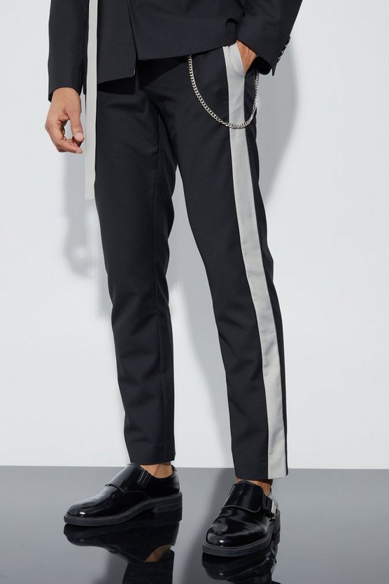 Slim-Fit Colorblock Hose mit Kette