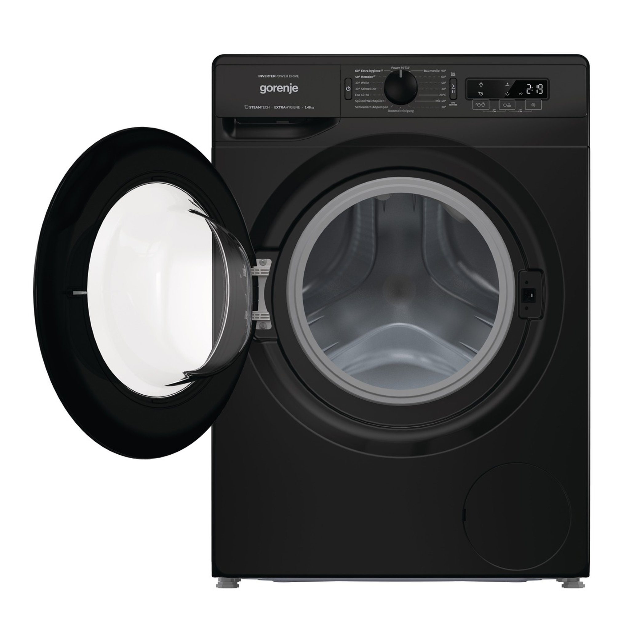 GORENJE Waschmaschine WNPI84APSB, 8,00 kg, 1400 U/min, AquaStop, LED Display, 16 Programme