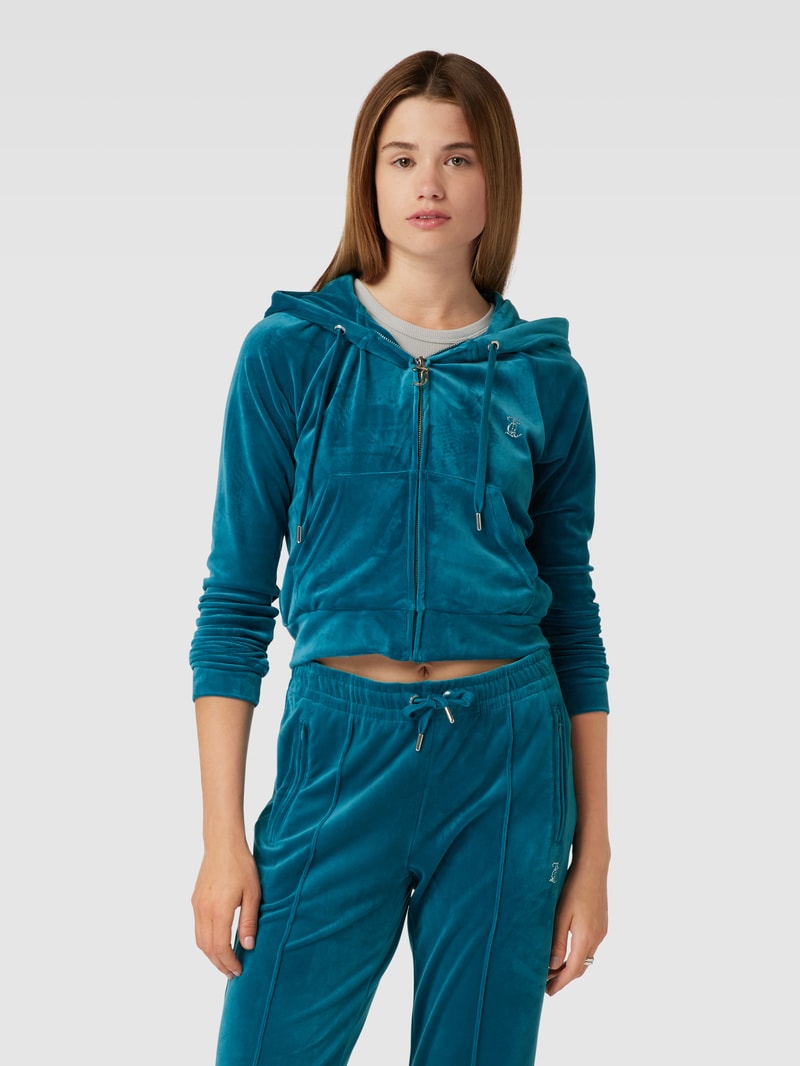 Sweatjacke mit Ziersteinbesatz Modell 'MADISON' in petrol