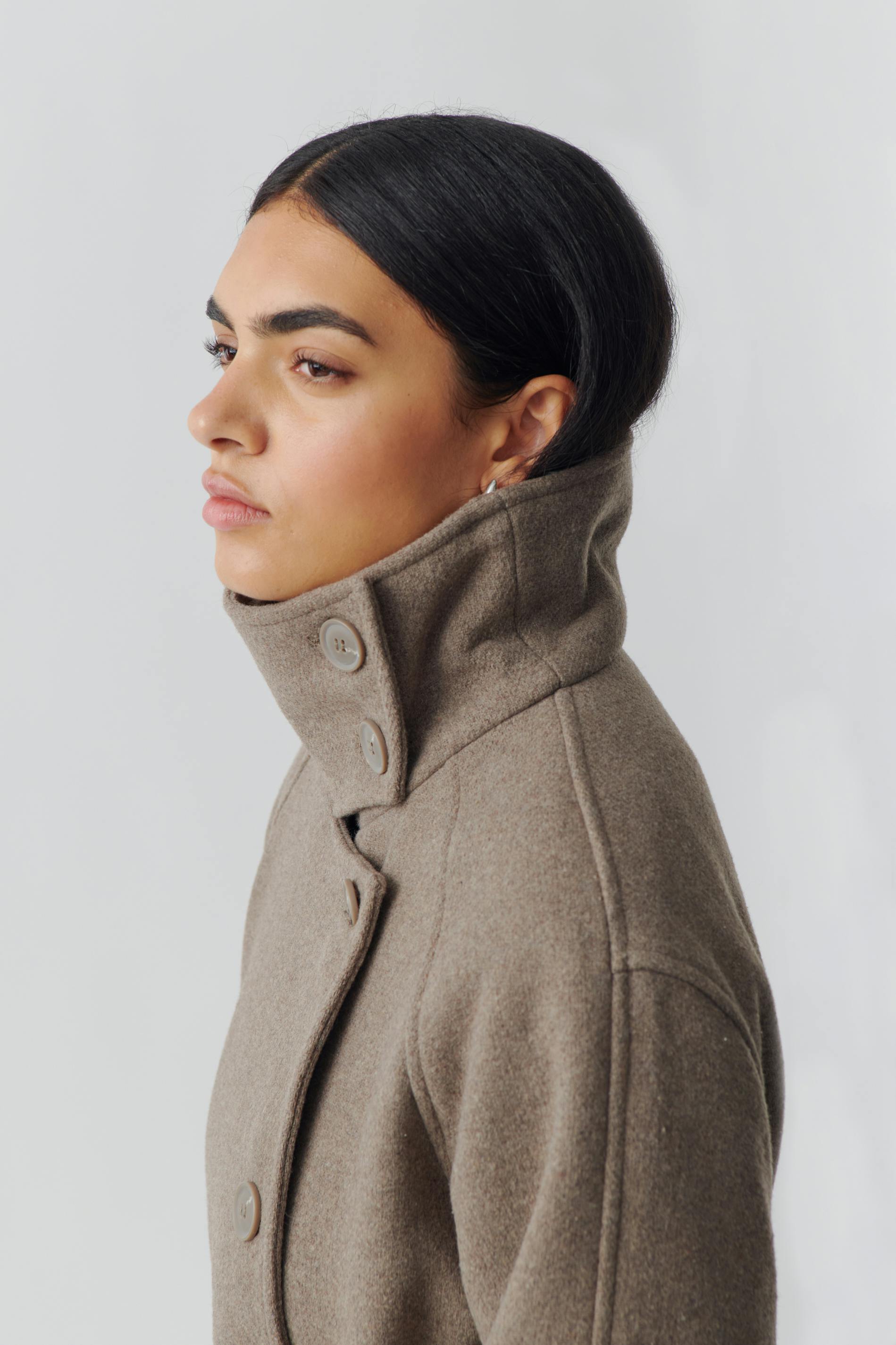 Belted wool blend coat
