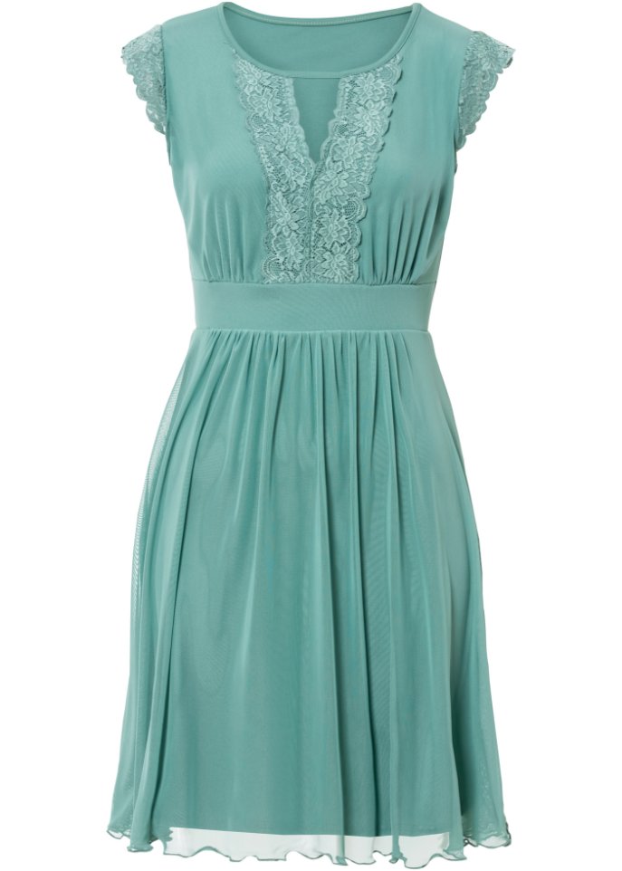 Mesh-Kleid mit Spitze