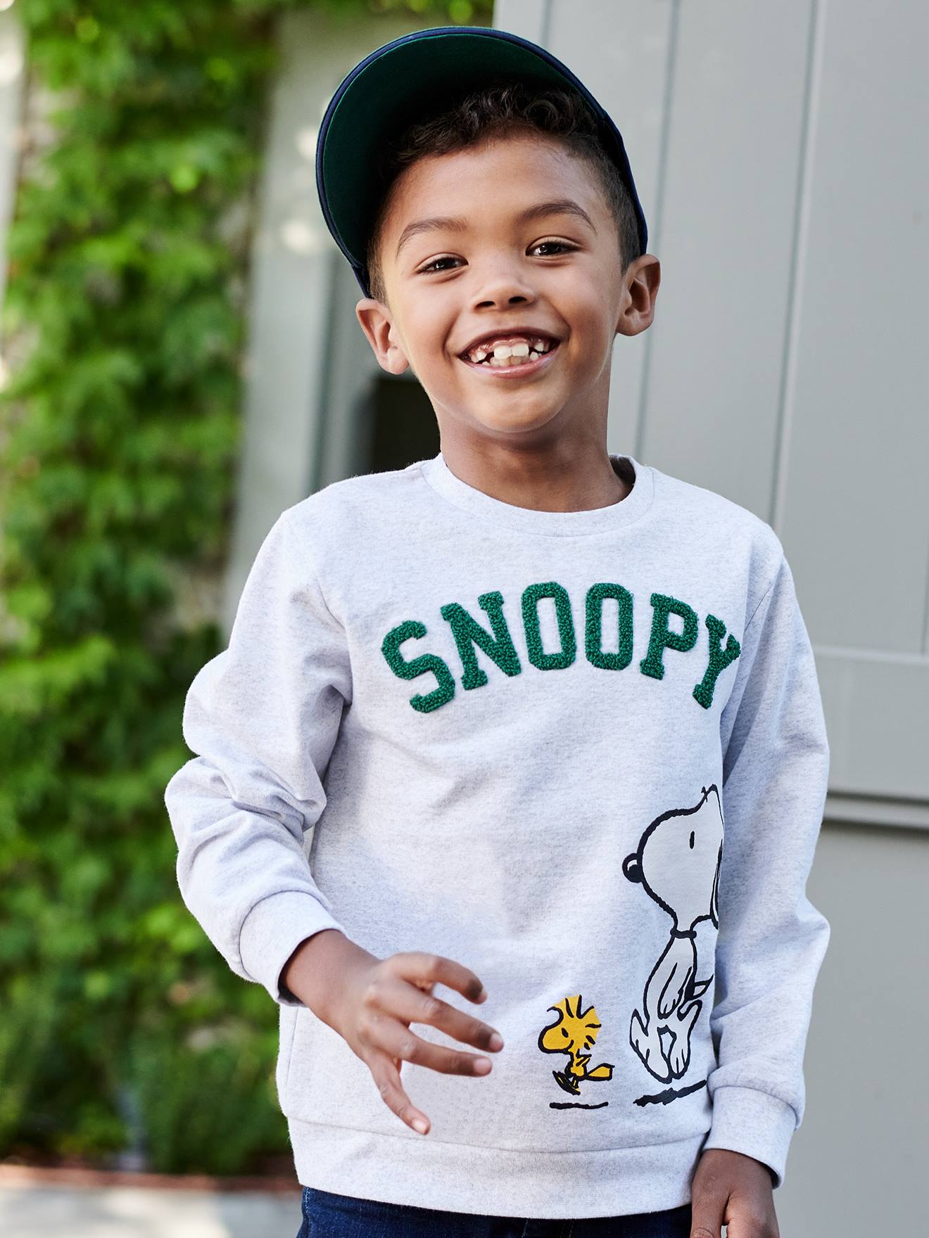 Sweat garçon Snoopy Peanuts® gris clair chine