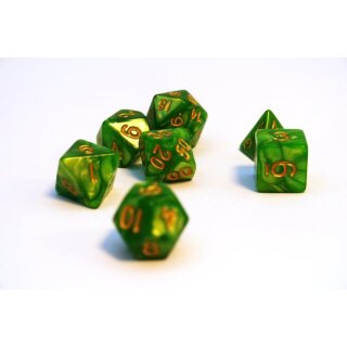 Würfelset Pearl: Grass/Gold (7)