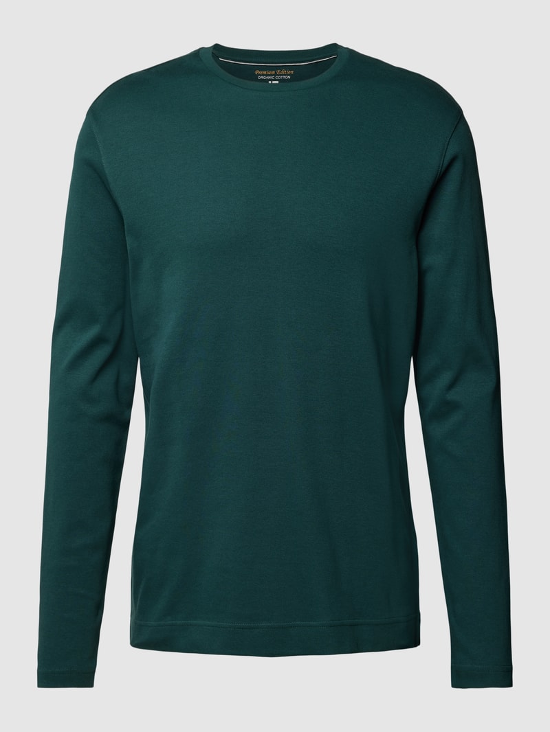 Longsleeve mit geripptem Rundhalsausschnitt in bottle