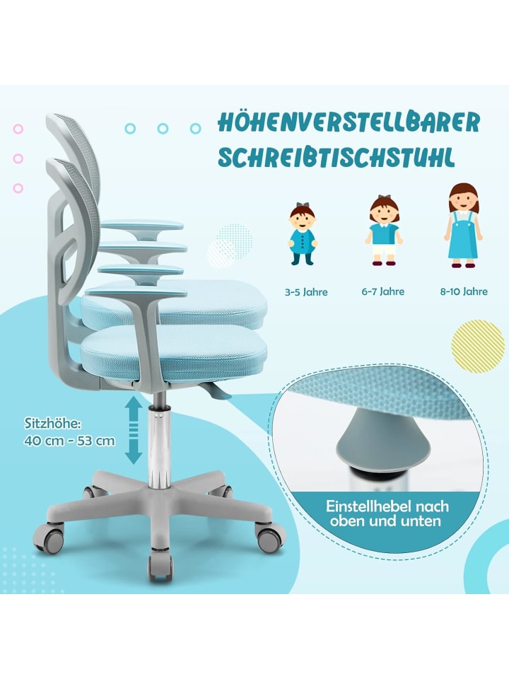 COSTWAY Schreibtischstuhl 3-10 Jahren Drehbar in Blau günstig kaufen onesize
