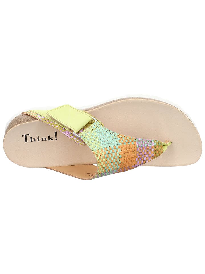 Think! Leder-Zehentrenner in Grün/ Bunt günstig kaufen