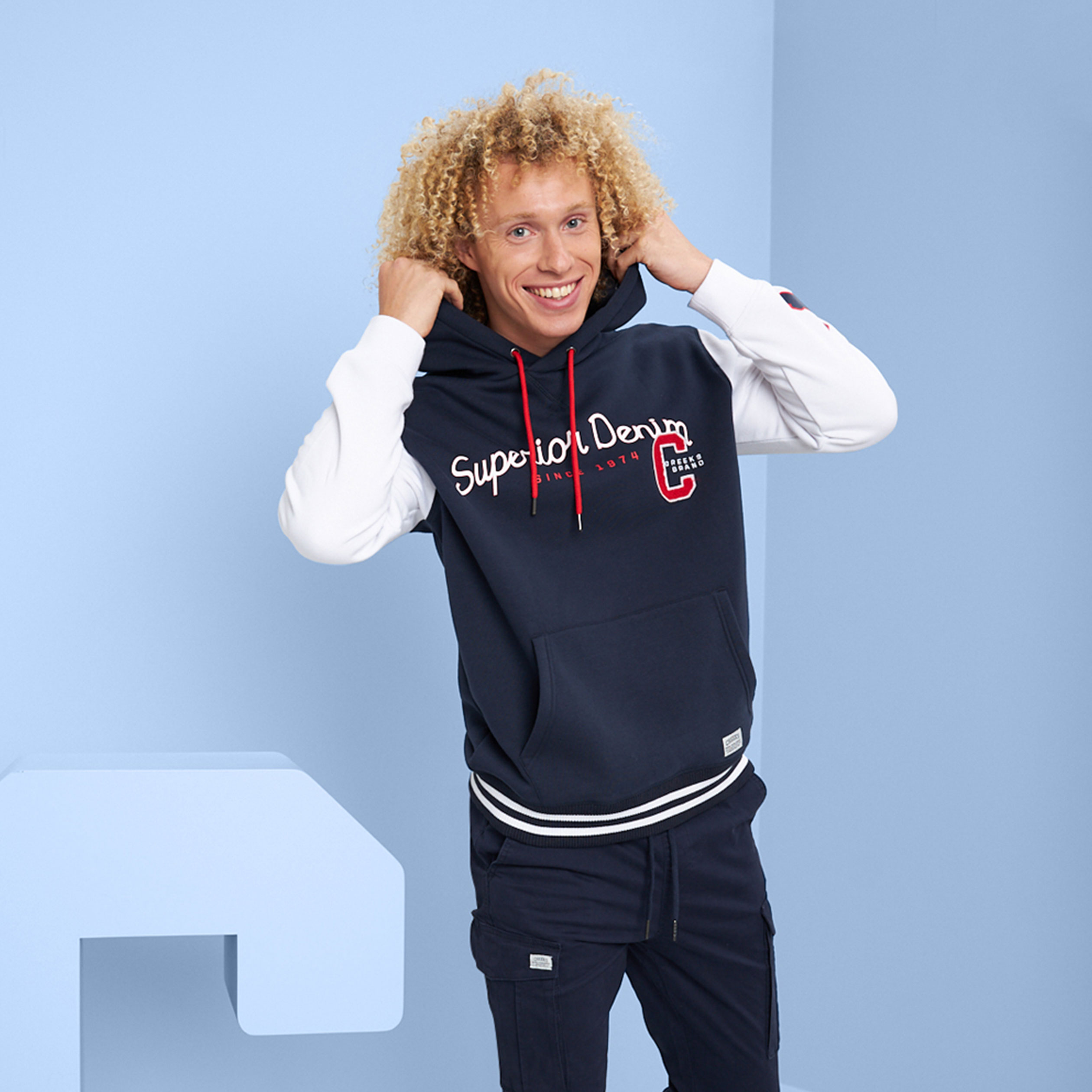 Sweat à capuche hoodie Creeks bleu marine homme | La Halle