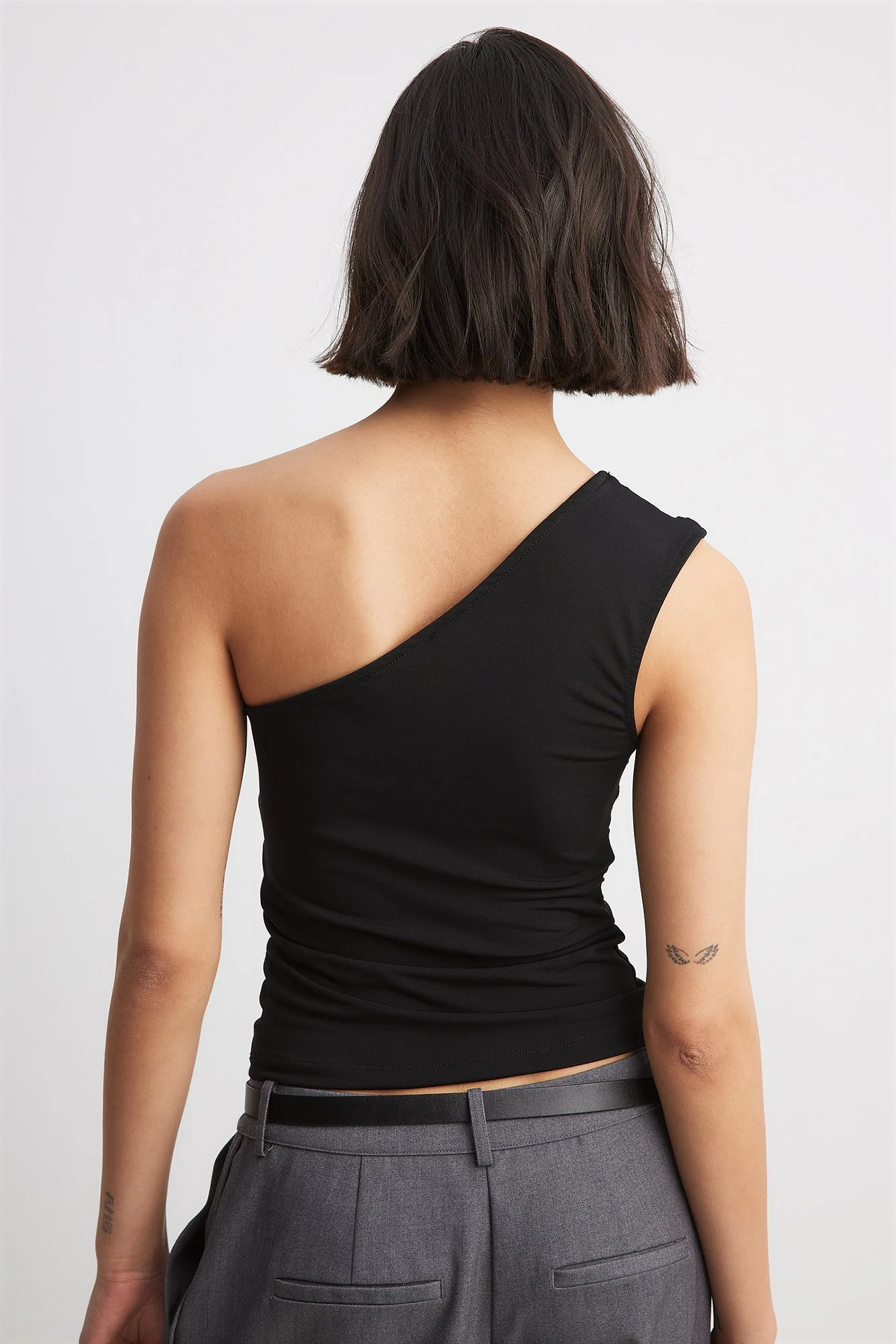 Einseitig schulterfreies Jersey-Top