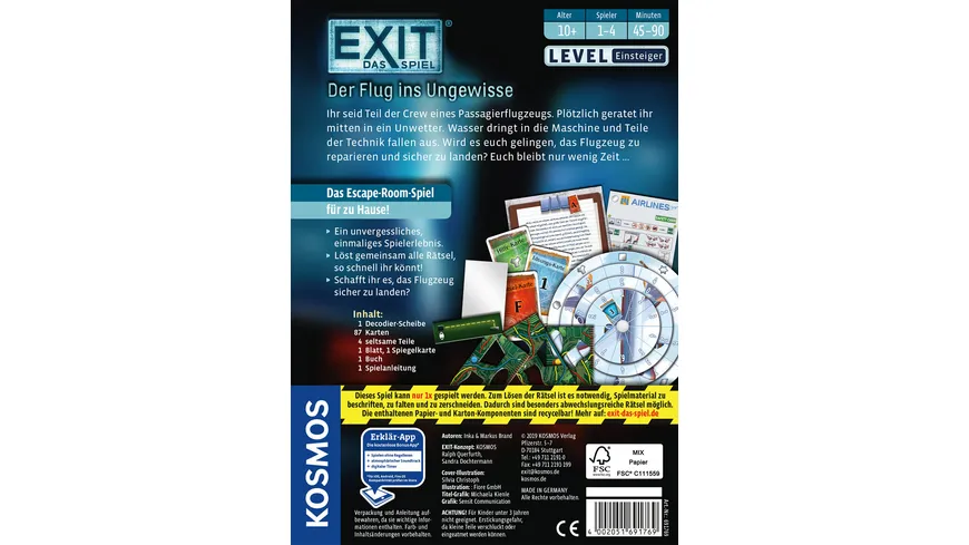 KOSMOS -  EXIT - Das Spiel: Der Flug ins Ungewisse - Level: Einsteiger