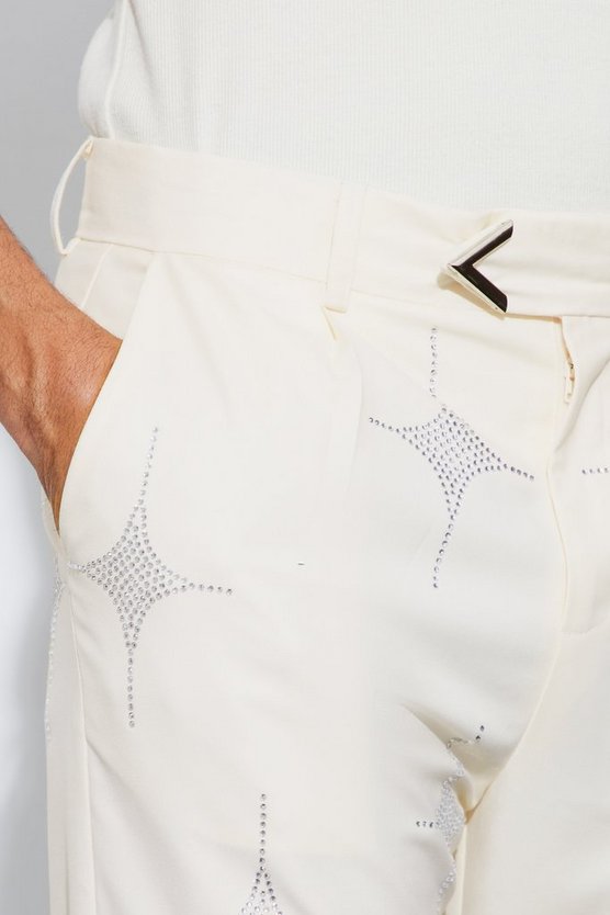 Gerade Anzughose mit Strass-Detail