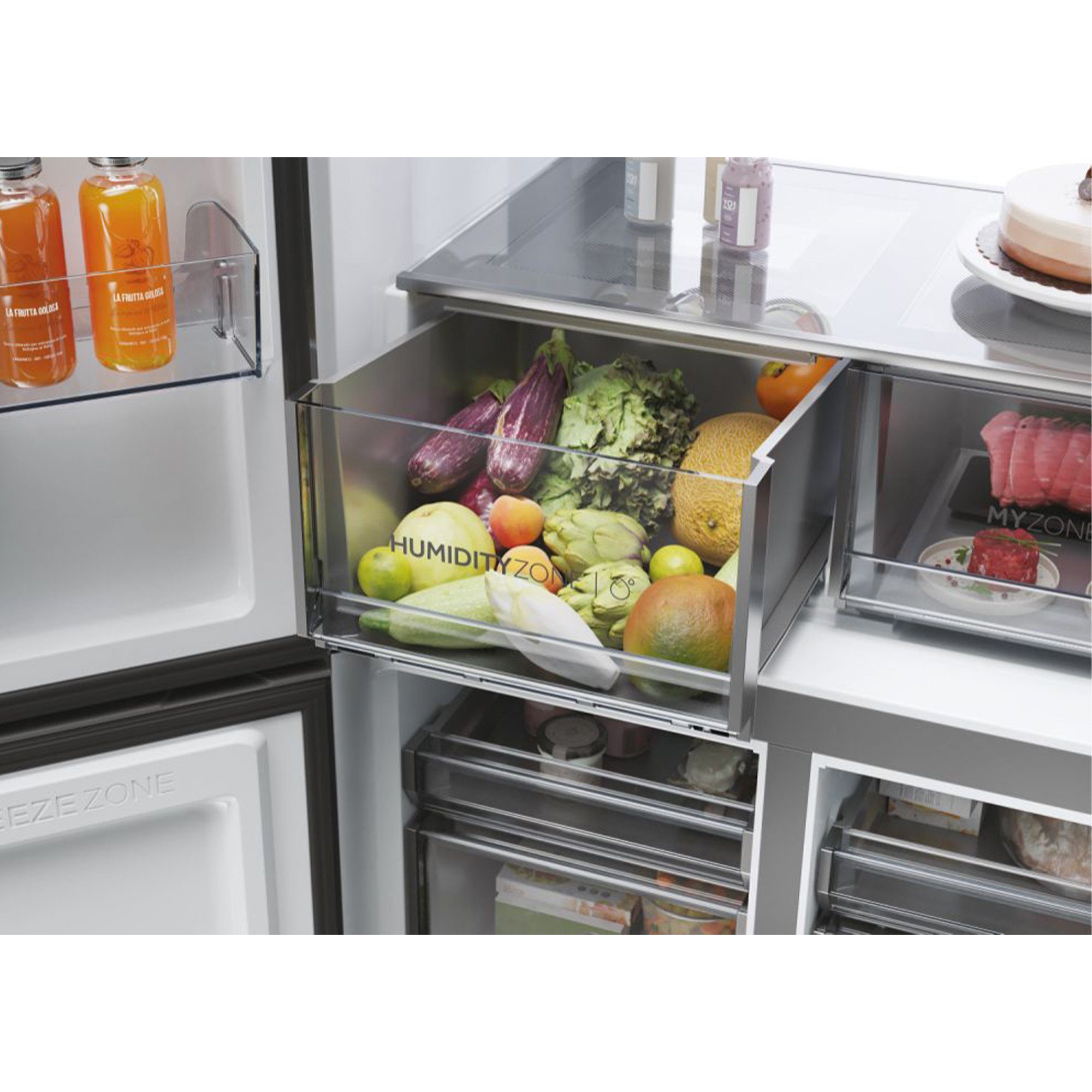 Haier Multi Door HCR79F19ENMM, 190,5 cm hoch, 90,8 cm breit, Total NoFrost, HumidityZone, Air Surround, Daylight-LED-Lichtsäule