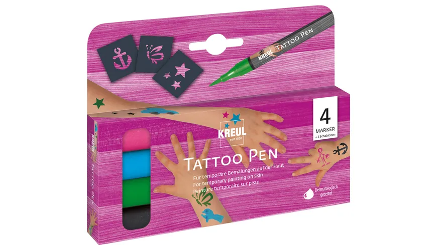 KREUL Hobby Line Tattoo Pen 4er Set Anker+Sterne