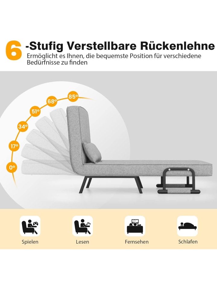 COSTWAY Schlafsessel Klappbar in Grau günstig kaufen onesize