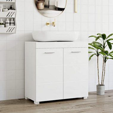 Homfa Waschbeckenunterschrank Unterschrank Badezimmerschrank, mit 2 Türen, weiß, 60x31x60cm