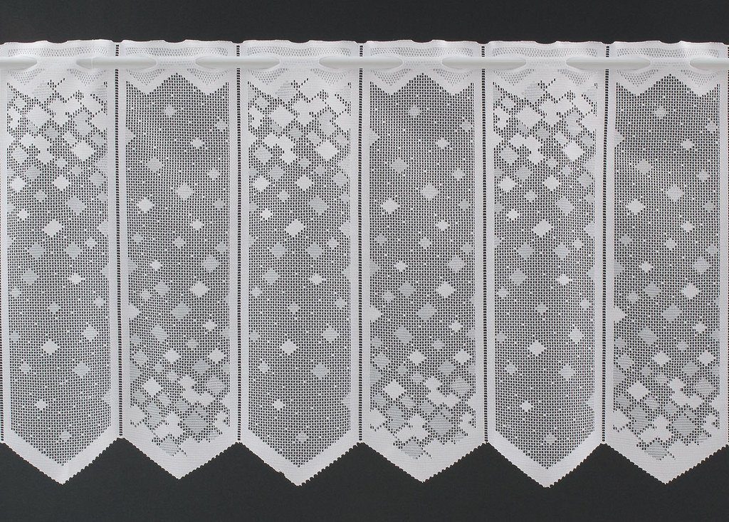 Scheibengardine nach Maß Mini Quadrate, Gardinen Kranzusch, Stangendurchzug (1 St), transparent, Stablöcher, transparent, verschiedene Höhen, Breiten