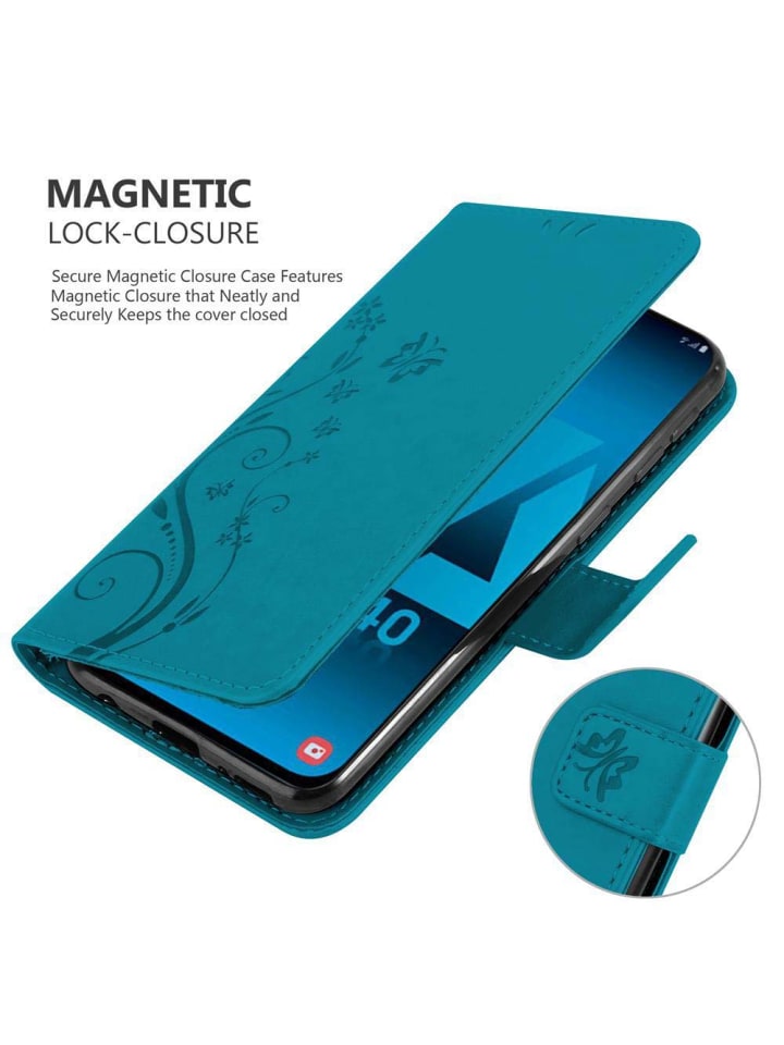 cadorabo Hülle für Samsung Galaxy A40 Blumen Design in FLORAL BLAU günstig kaufen onesize
