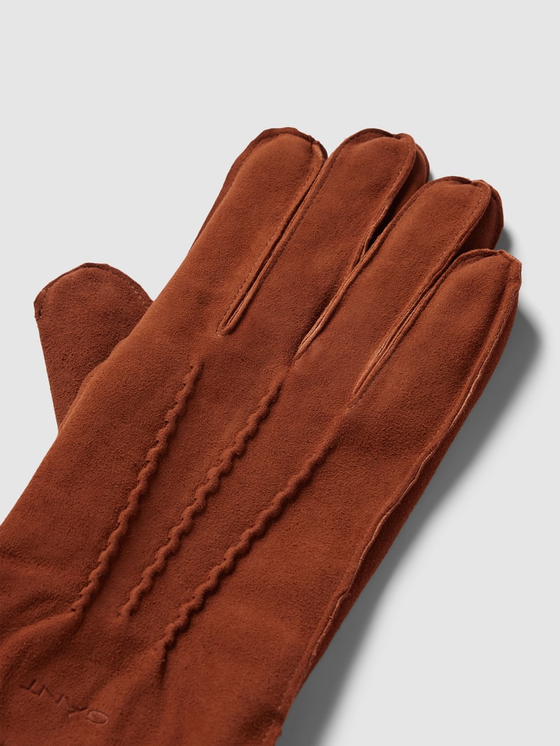 Handschuhe mit Label-Detail in cognac