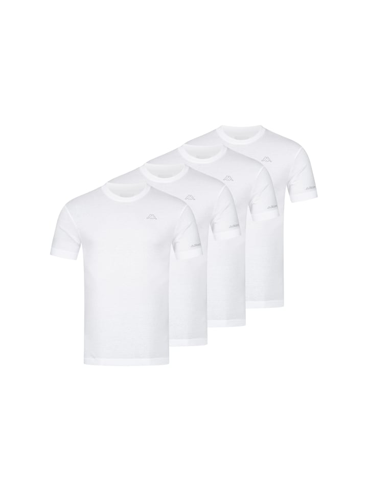 Kappa Kappa 4er Pack Herren-T-Shirt Basic mit Rundhals Ausschnitt in 4xWeiß günstig kaufen