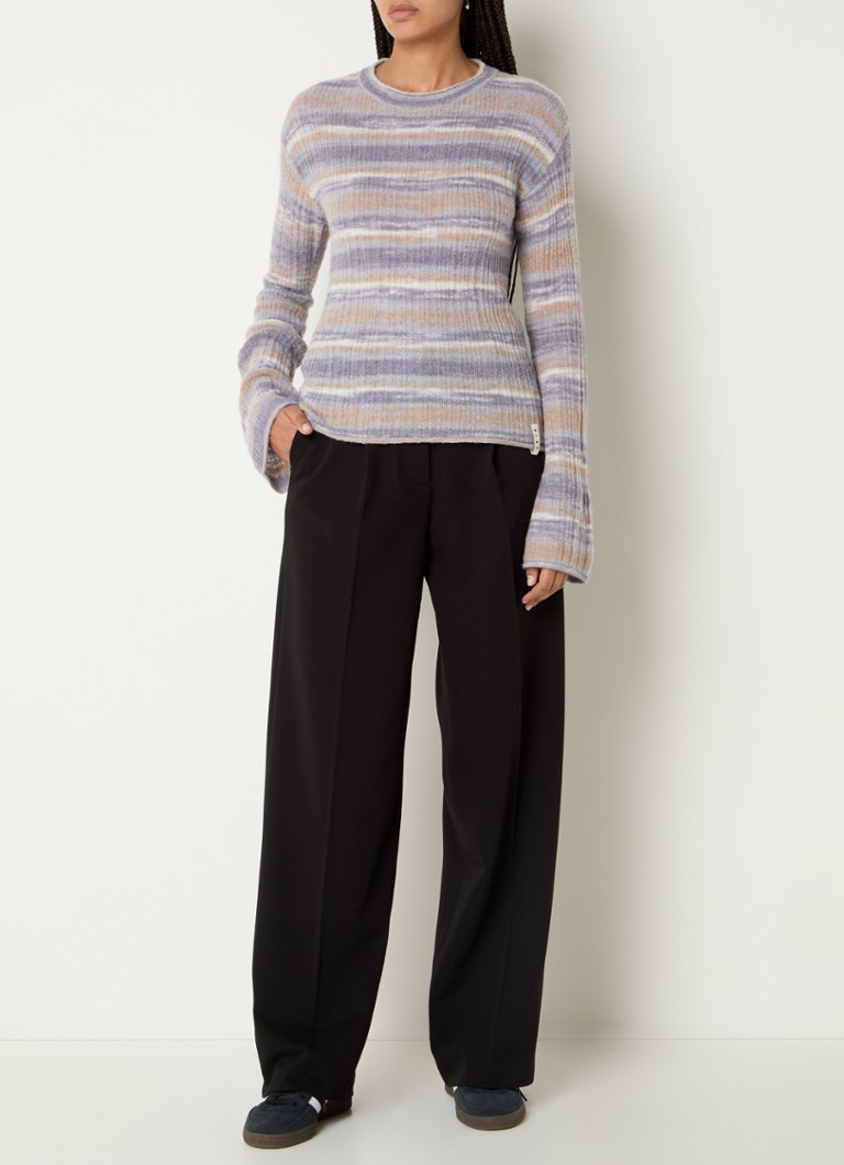 OLAF Chunky knit top in alpaca wool blend with stripe print