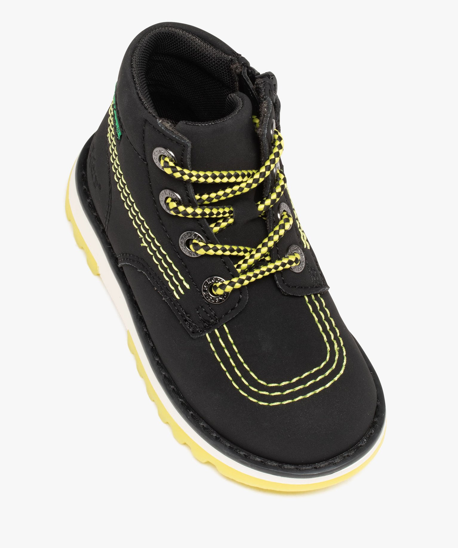 Boots Garçon bicolores à lacets et à zip - Kickers noir | GEMO