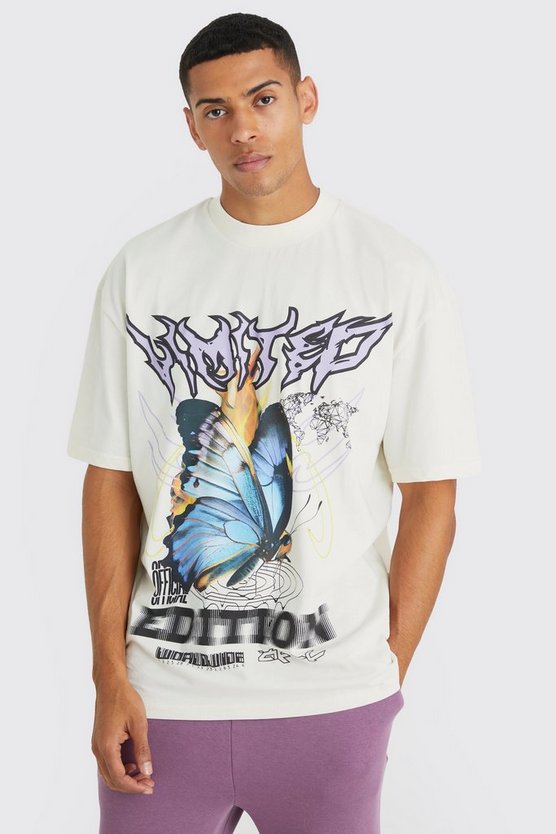 Oversize T-Shirt mit Schmetterlingsprint & Jogginghose