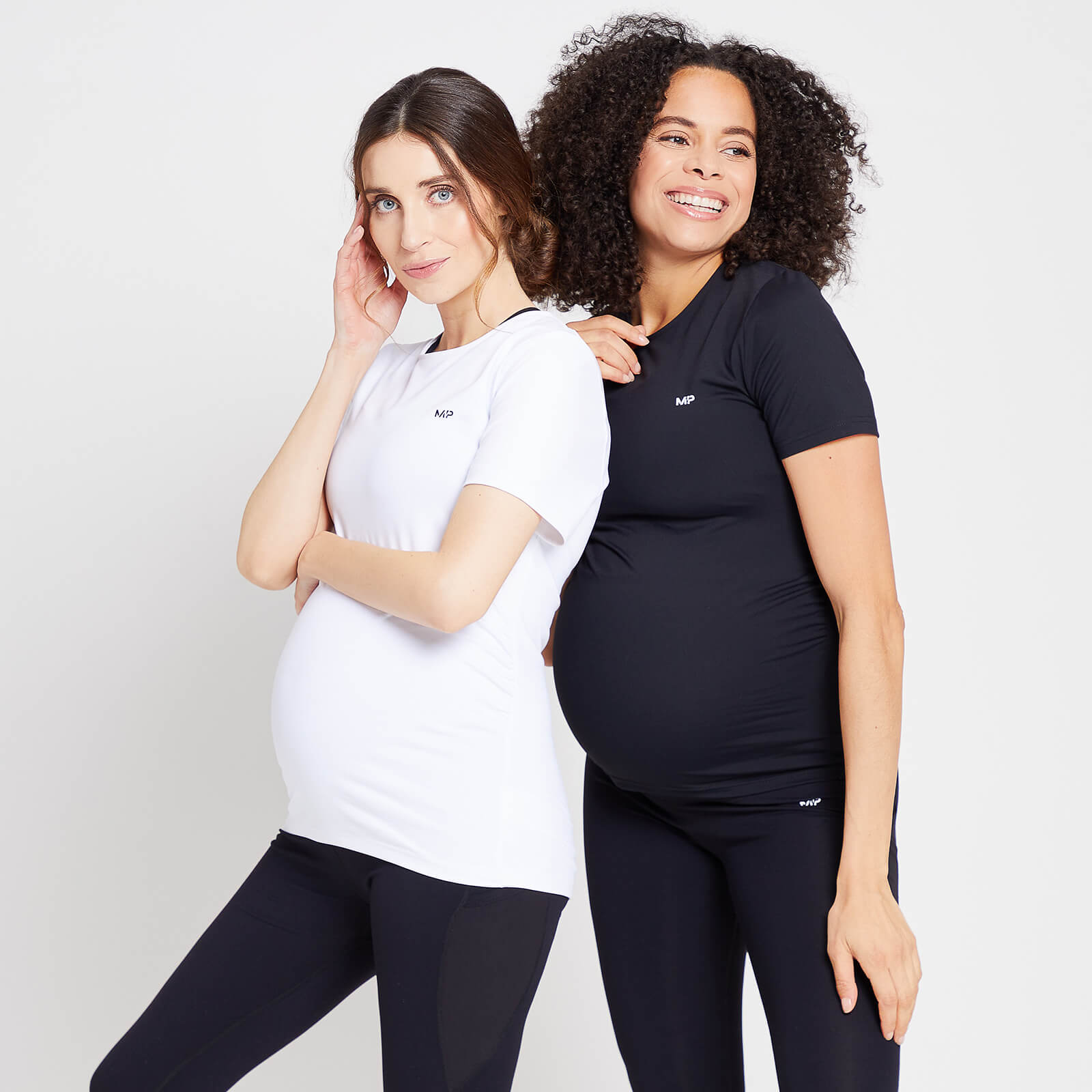 Duo de hauts de maternité à manches courtes MP Power pour femmes – Noir/Blanc