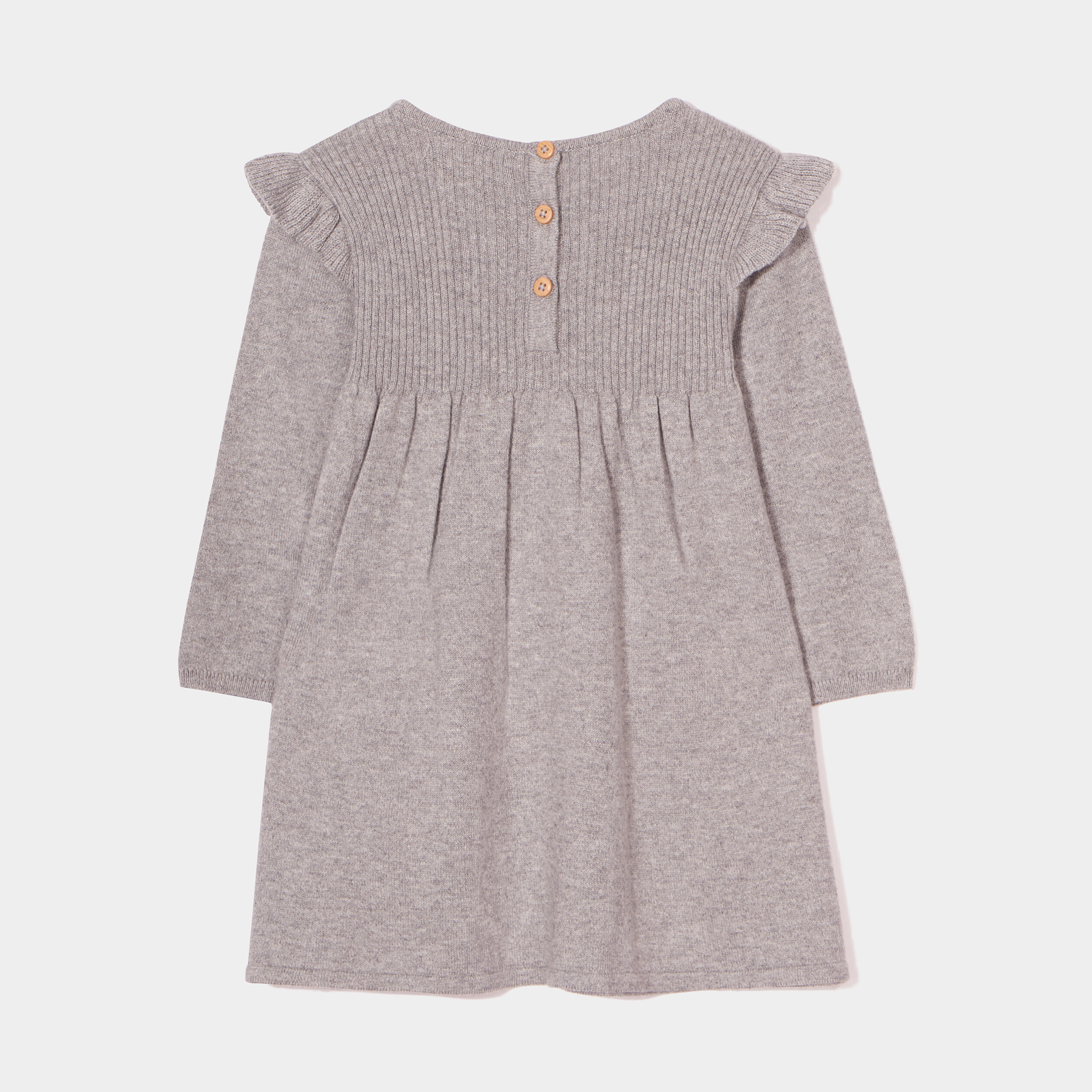 Robe pull à volants col rond Creeks gris bébé fille | La Halle