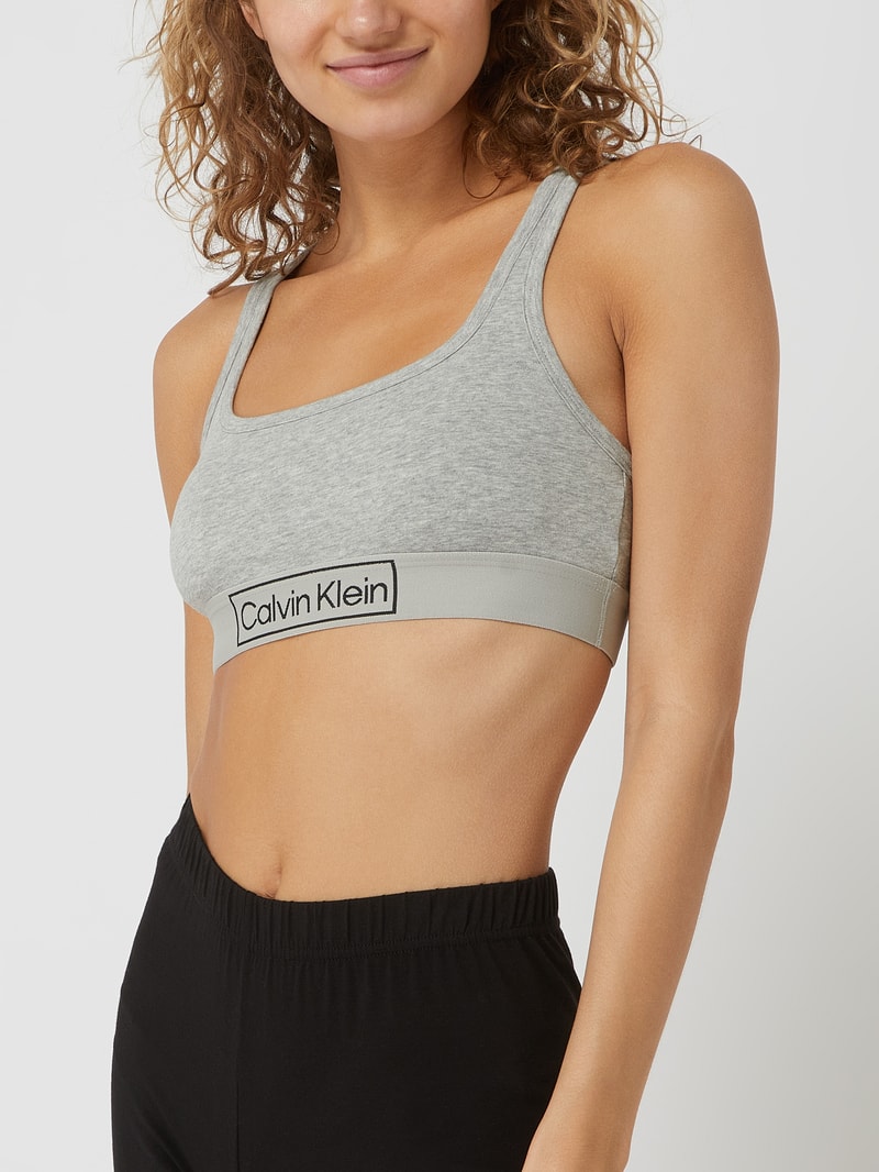 Bustier mit Logo-Bund in silber meliert