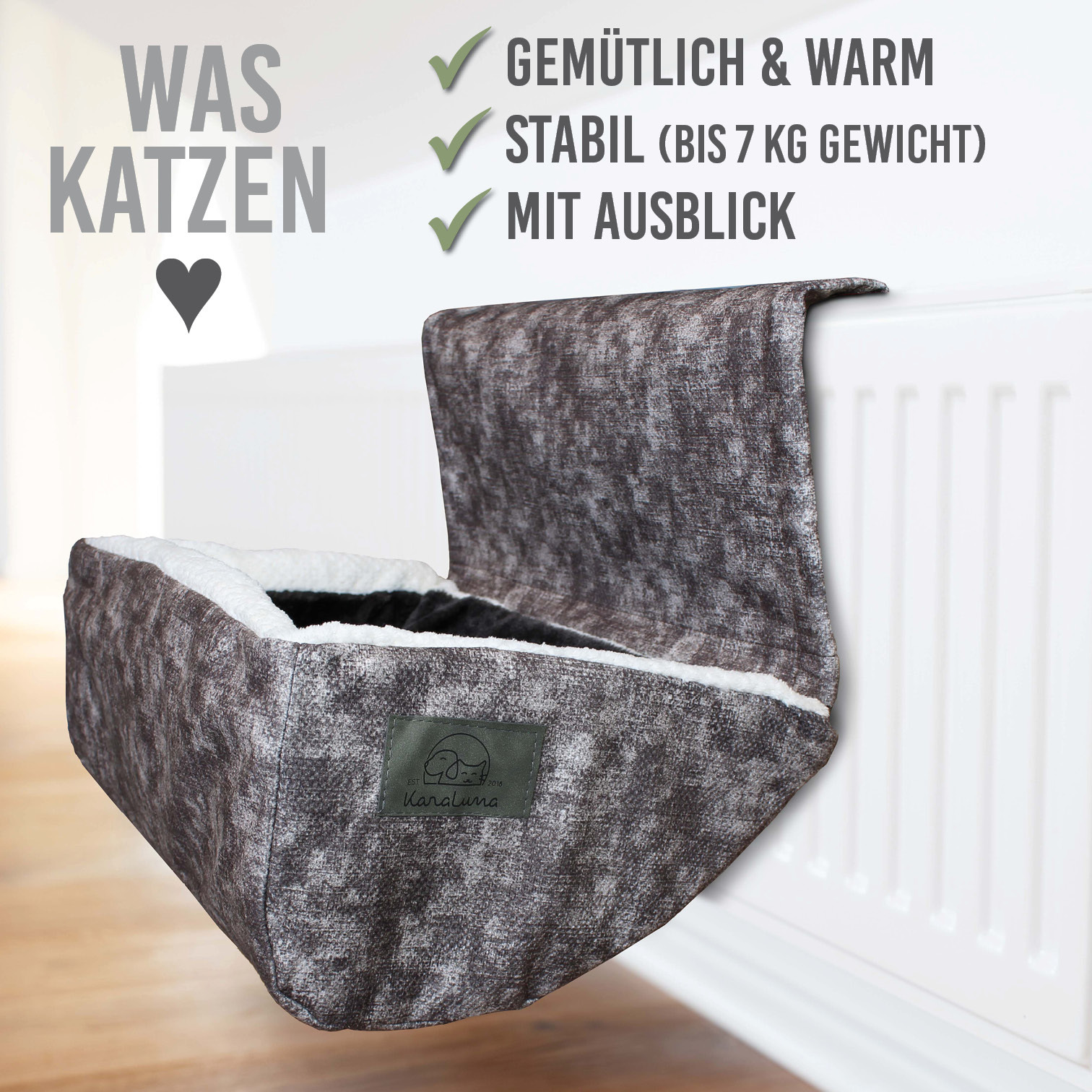 KaraLuna Katzenhängematten & Fensterliegeplätze KaraLuna Heizungsbett für Katzen braun