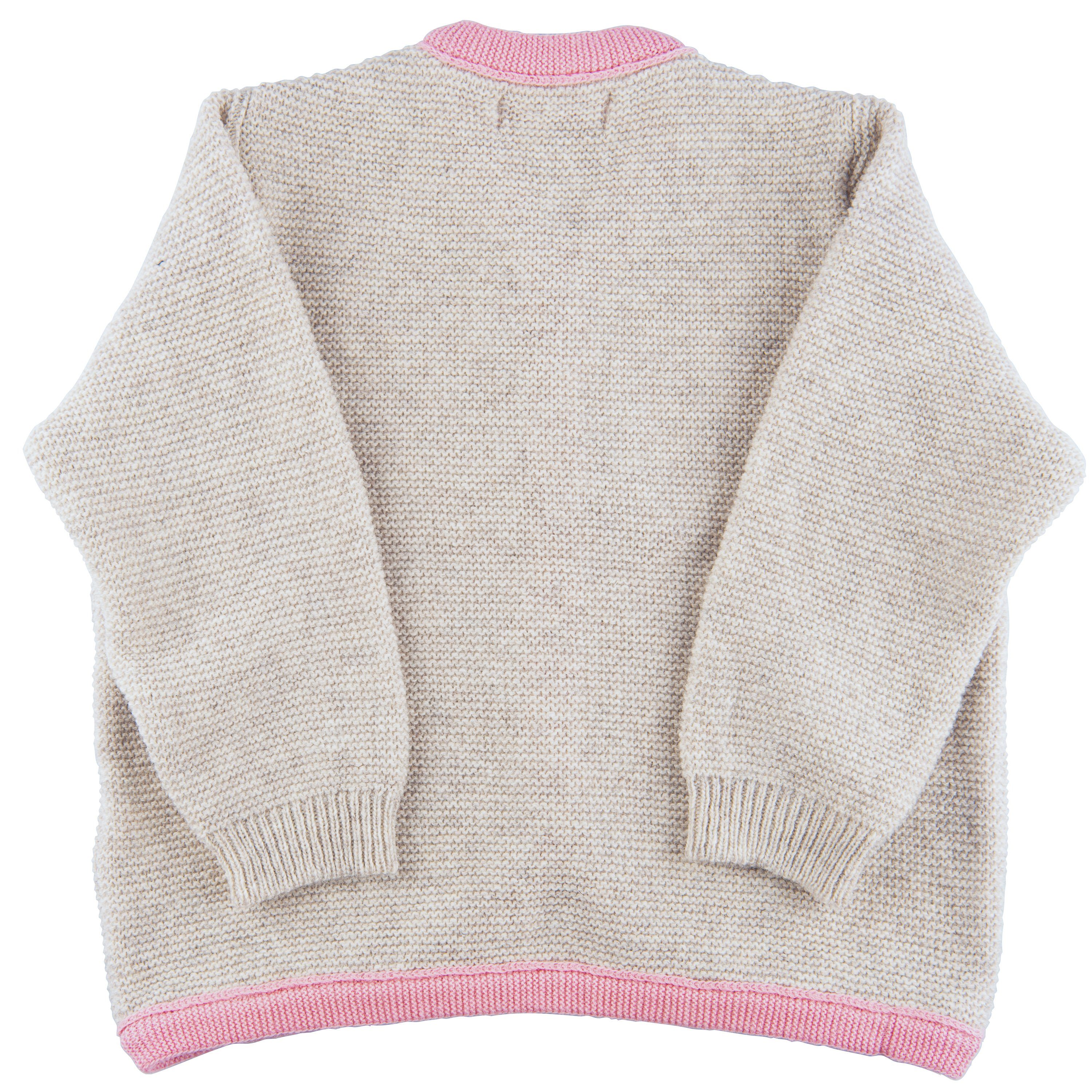 P.Eisenherz Trachtenstrickjacke Strickjacke beige/rosa beige aus Merinowolle in Linksstrick